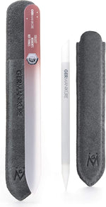 GERMANIKURE Crystal Glass Cuticle Stick & White Nail File Set in Suede Sleeves - Handmade in Czech Republic - Professional Manicure Supplies - Cuticle Pusher, Callus Remover - Ideal Nail Care Gift - Image 9