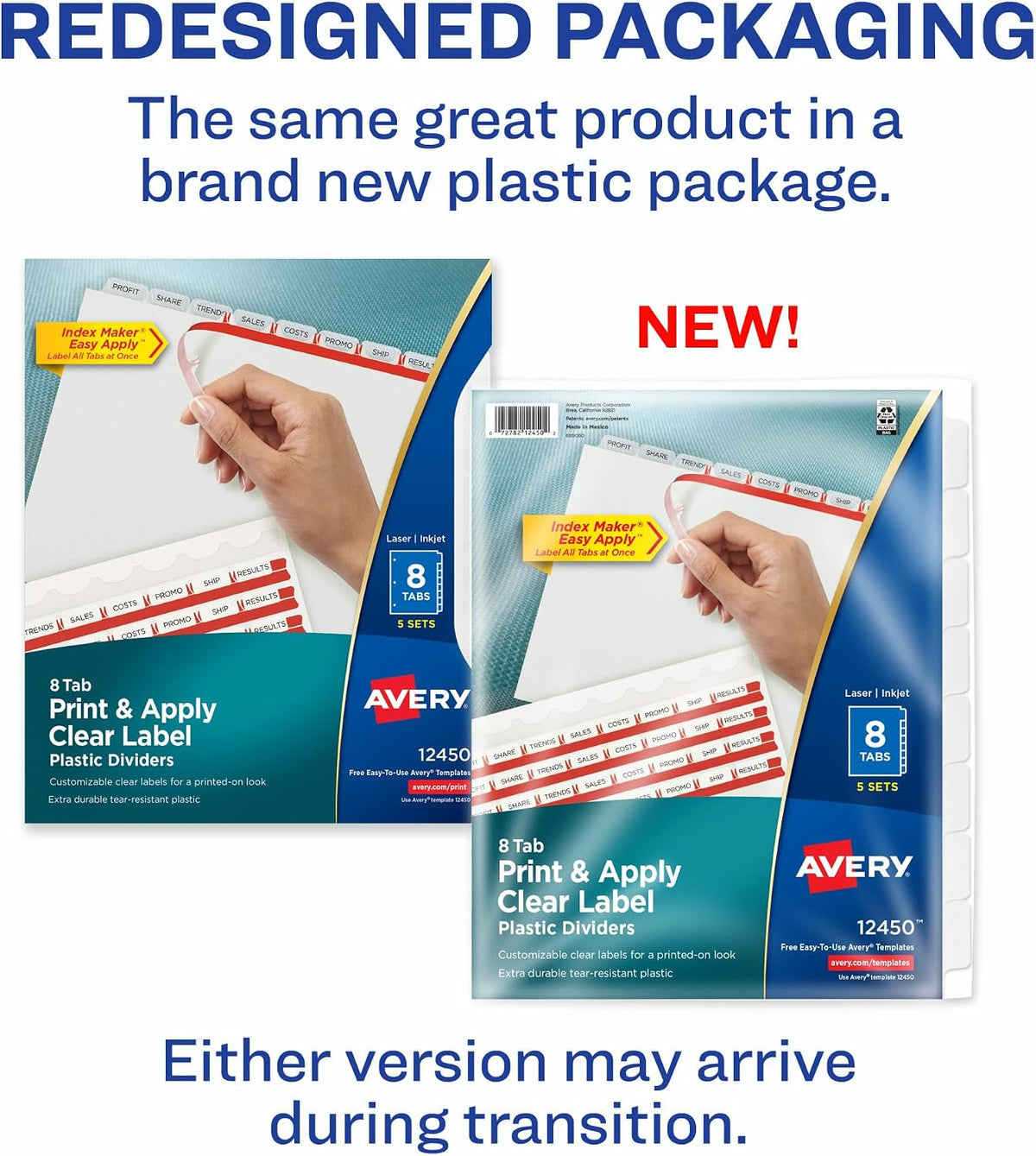 Frosted plastic binder dividers with white tabs