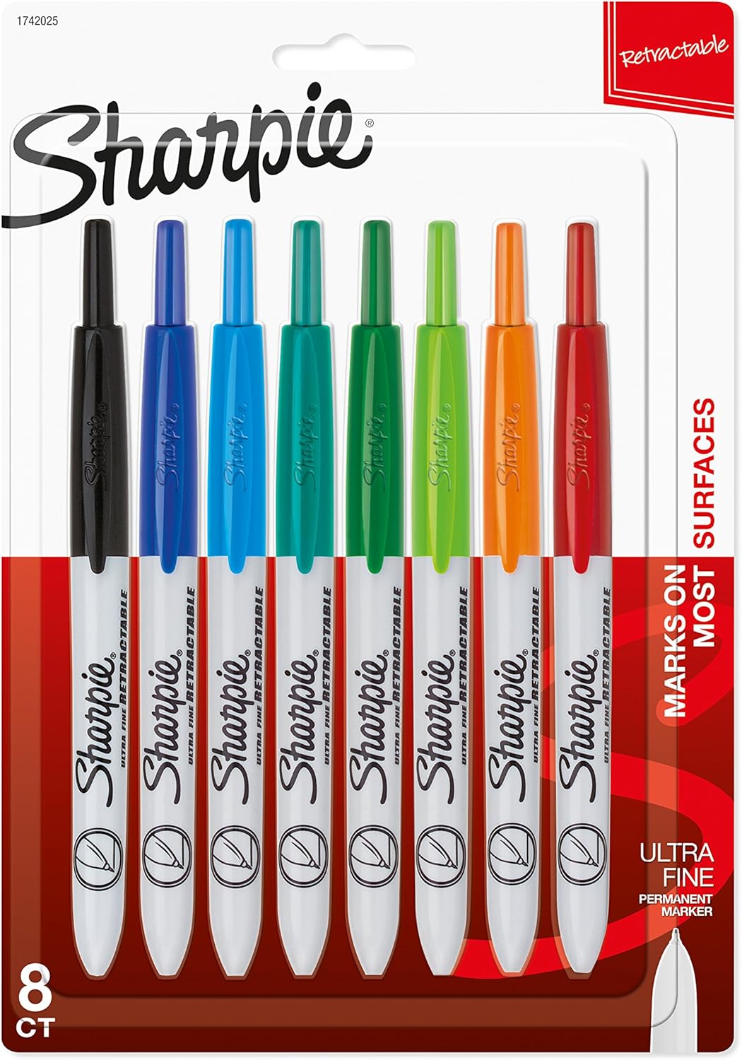 Sharpie Retractable Permanent Markers Ultra Fine Point front view packaging