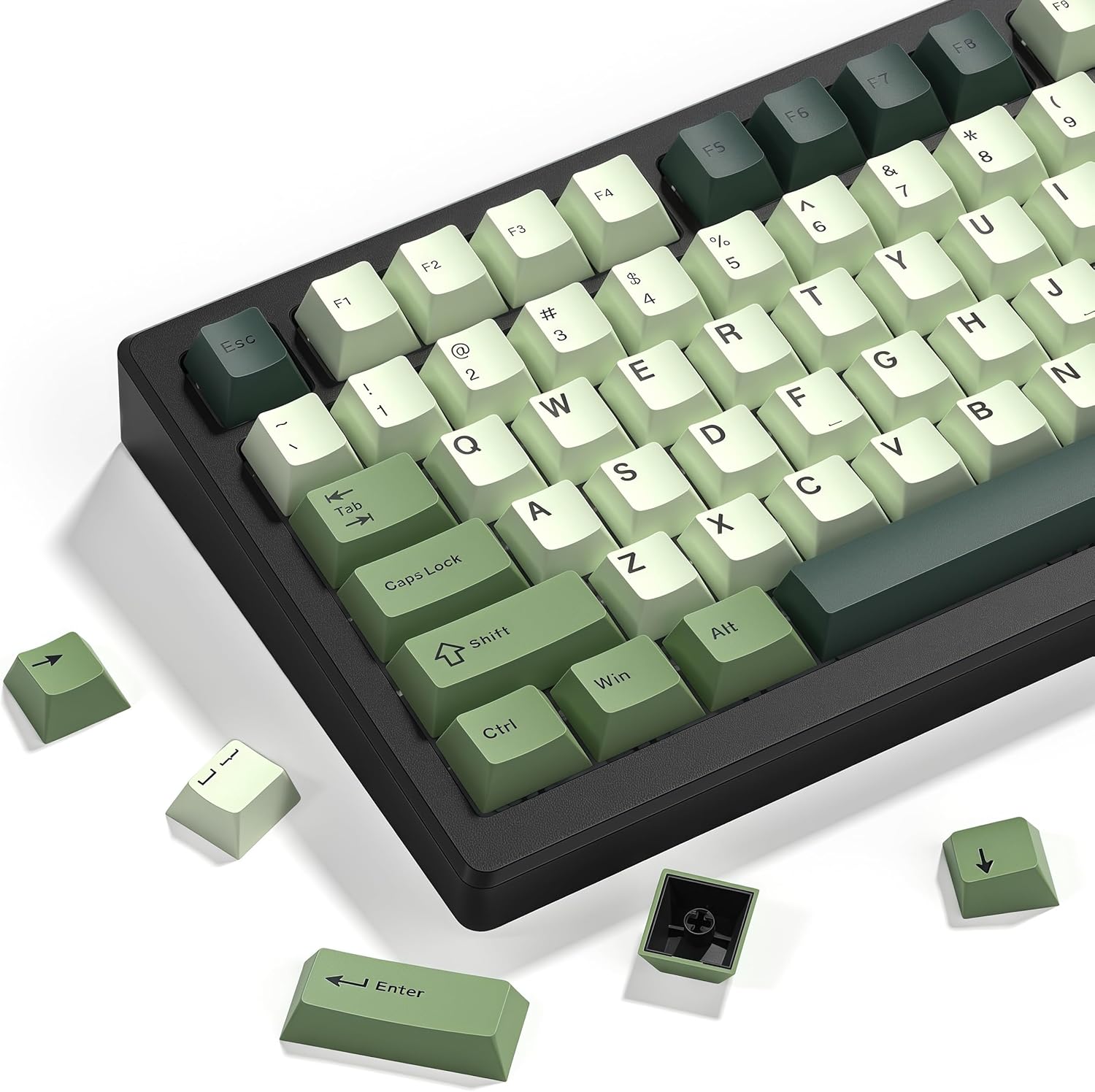 Dagaladoo double shot PBT keycaps matcha green custom keyboard set front view