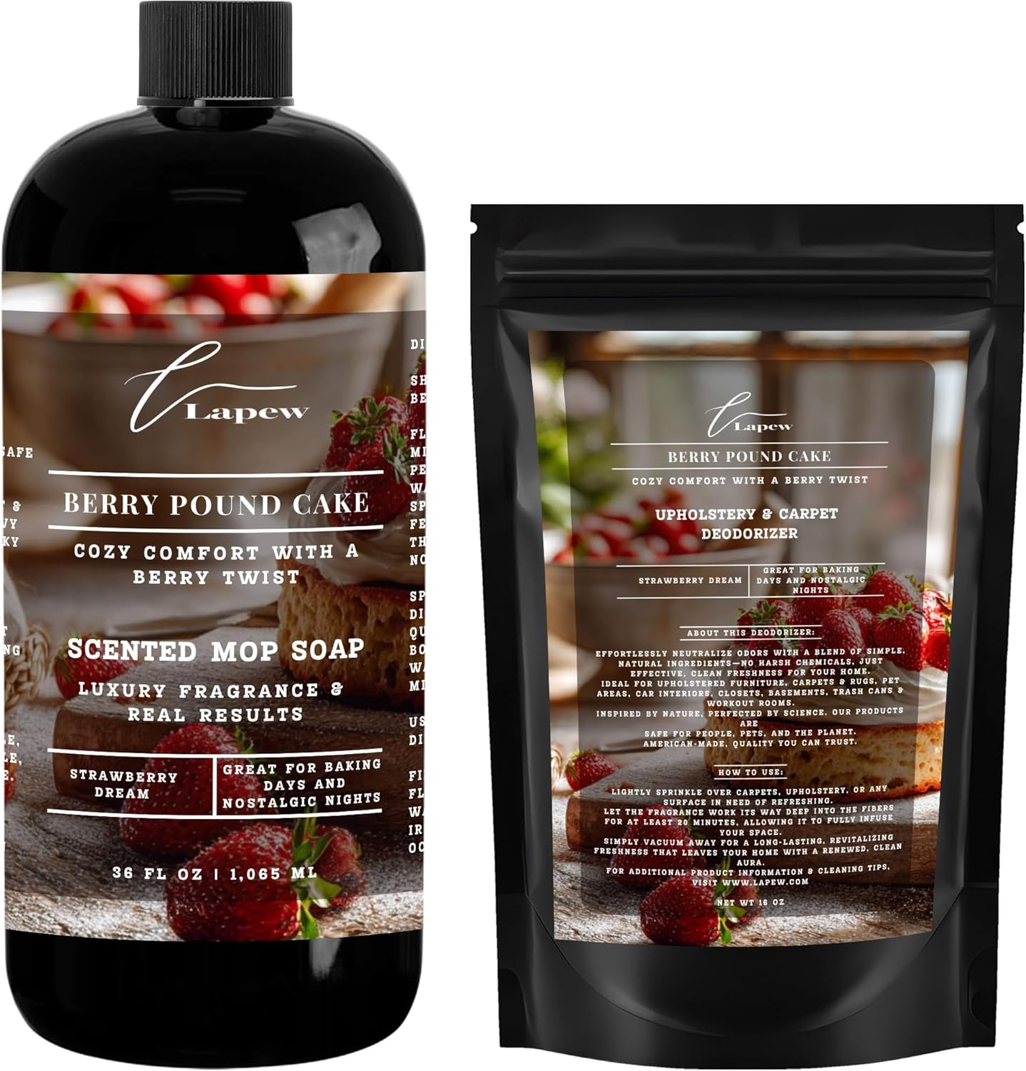 Lapew Berry Pound Cake Cleaning Bundle front view for pet odor removal.