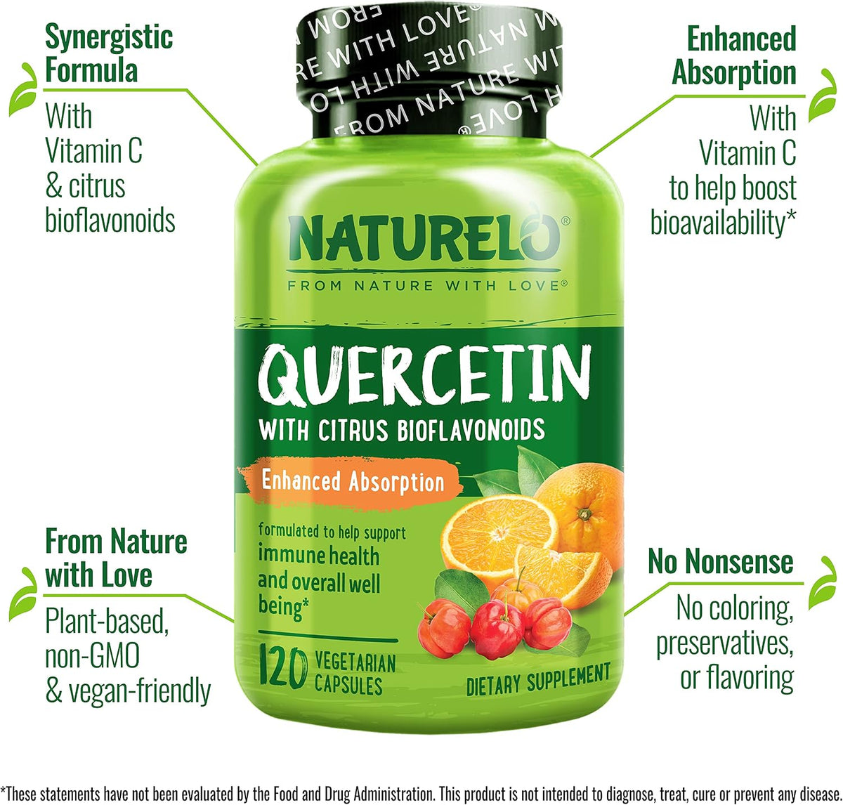 NATURELO Quercetin citrus bioflavonoid complex side profile
