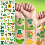 St Patrick's Day temporary tattoos with green clover and shamrock stickers for kids.