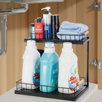 VESTCDF cabinet storage shelf showing L-shaped plumbing clearance design