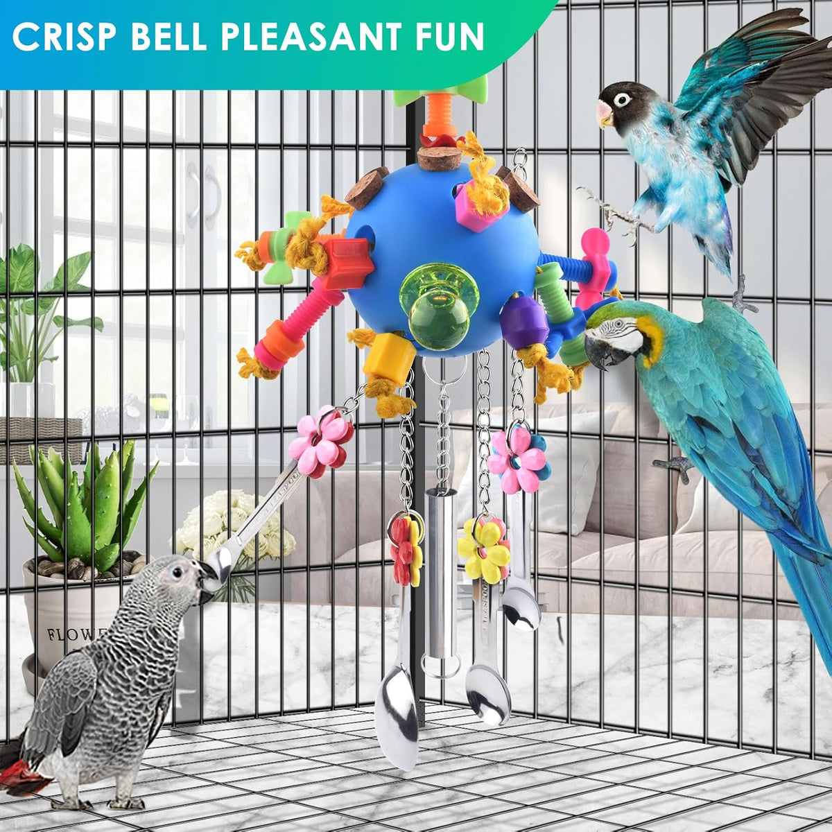 Hollow foraging ball toy for African Grey and Amazon parrots