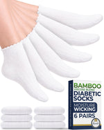 Pembrook(R) Frill Knit Diabetic Socks for Women & Men with Bamboo Viscose - 6 Pairs Non Binding Wide Neuropathy Socks for Women - Image 11