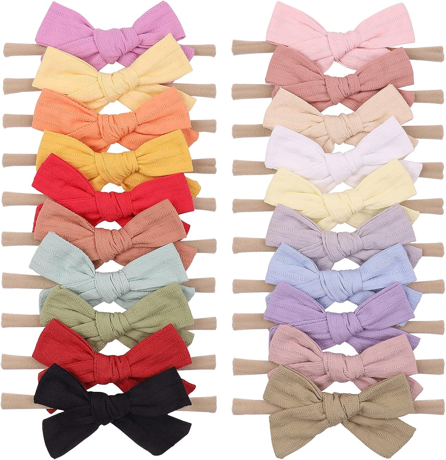 Jollybows 20 piece baby girls cotton hair bows front view