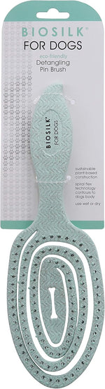 BioSilk dog grooming brush showing the spiral flex technology on the brush head.