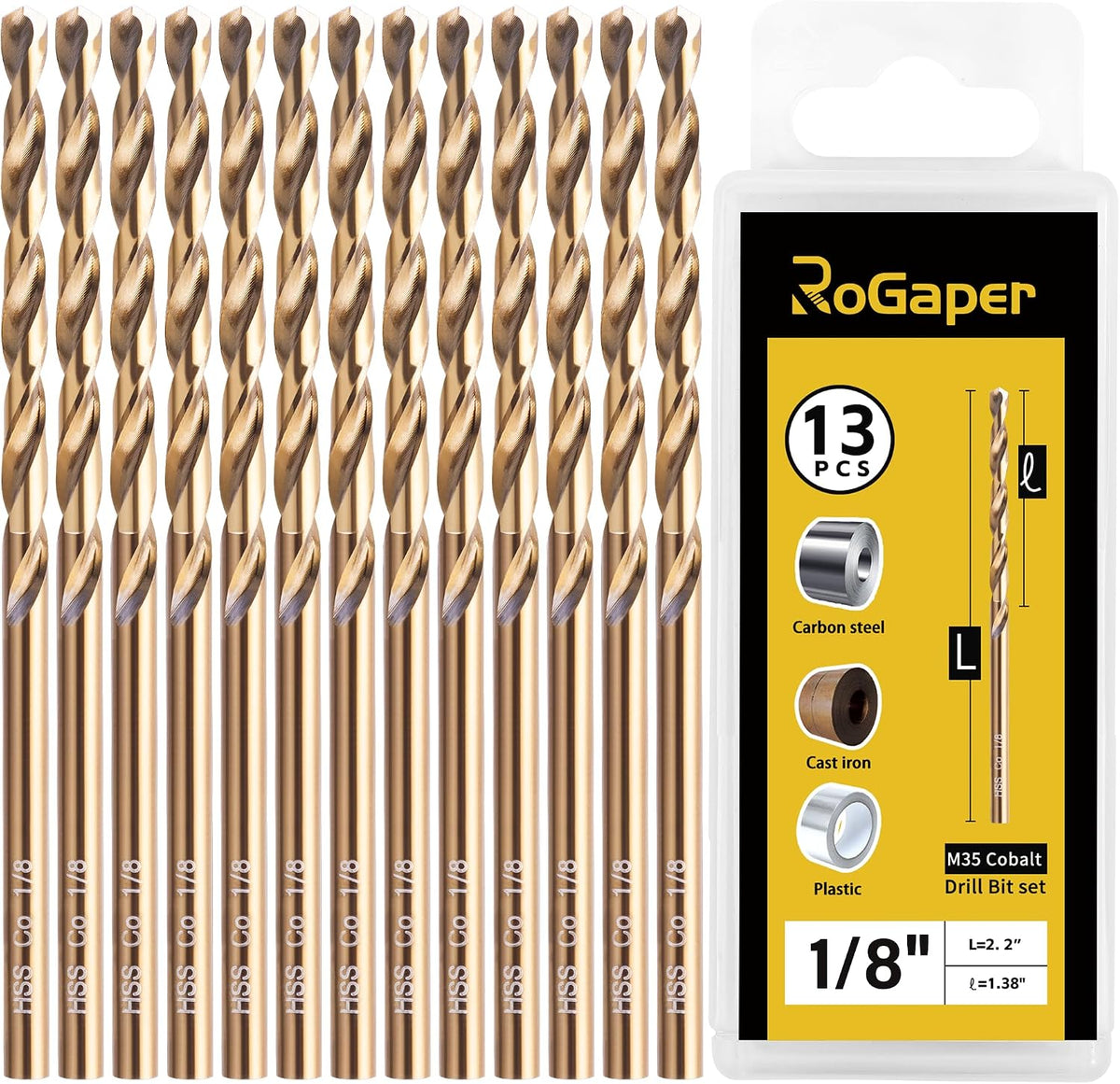 29Pcs Drill Bit Set, 135 Tip HSS with Black and Gold Finish, Metal Twist Jobber Drill Bit Kit for Hardened Metal, Steel, Plastic, Wood with Indexed Storage Case, 1/16" - 1/2" - Image 10