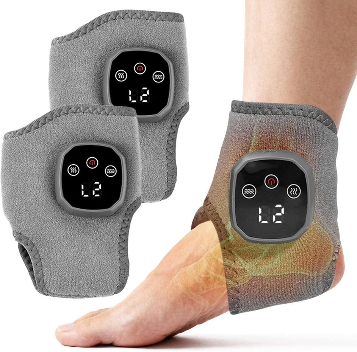 YAZHI Foot Massager 2 in 1 Warming Wrap front view showing the sleek cordless ankle brace design.