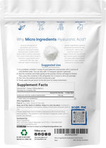 Micro Ingredients Hyaluronic Acid Serum Powder back label and ingredient details