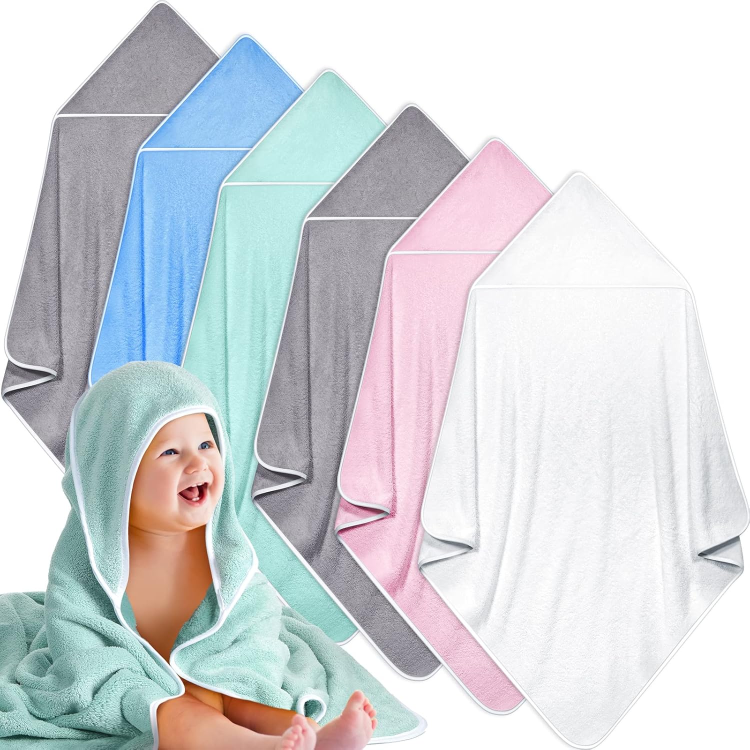 Chumia 6 pack baby bath towel front view