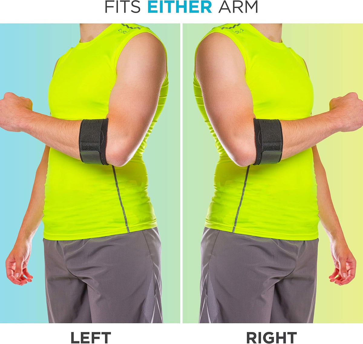 BraceAbility medical elbow strap left and right arm fit
