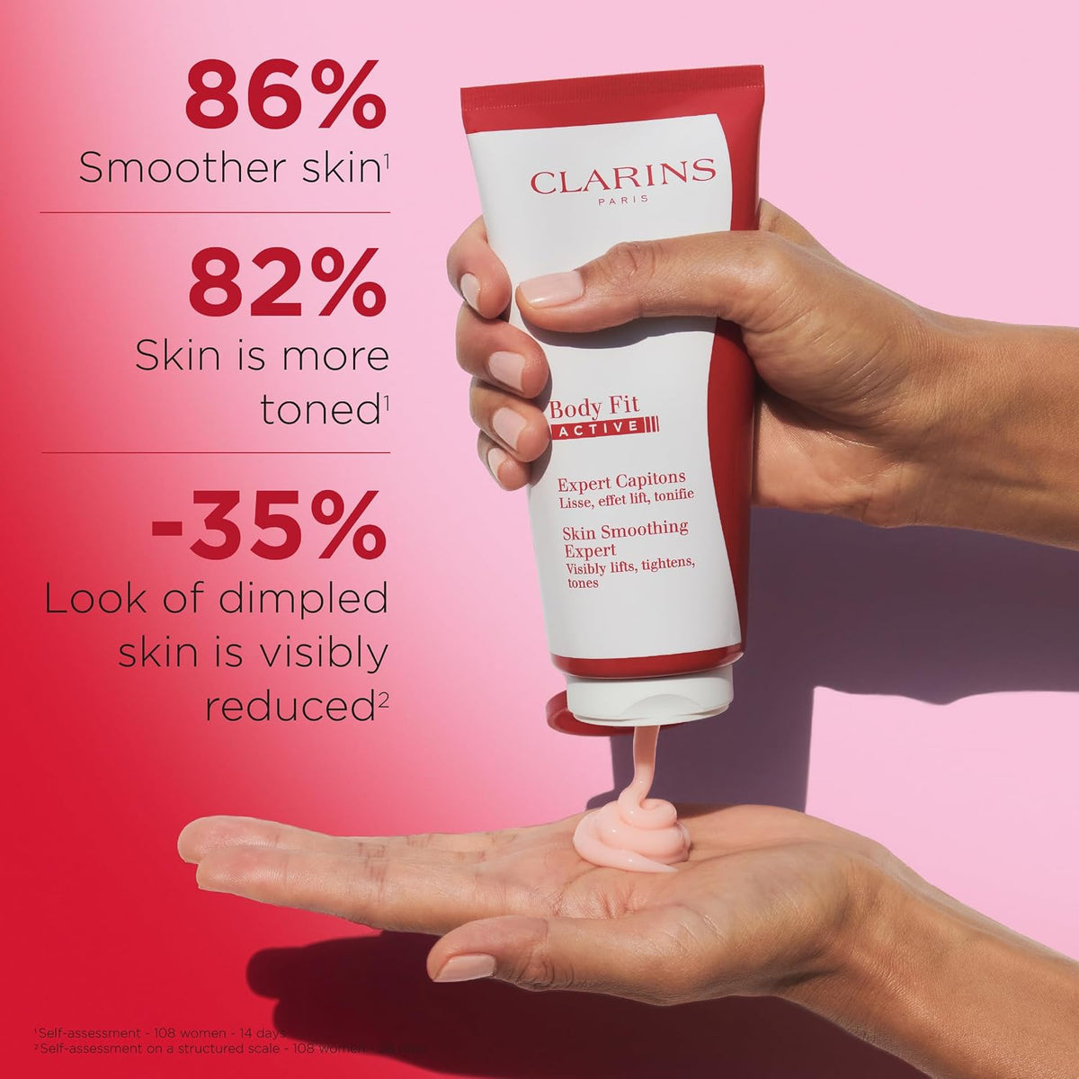 Clarins body fit active tube packaging showing red and white design details