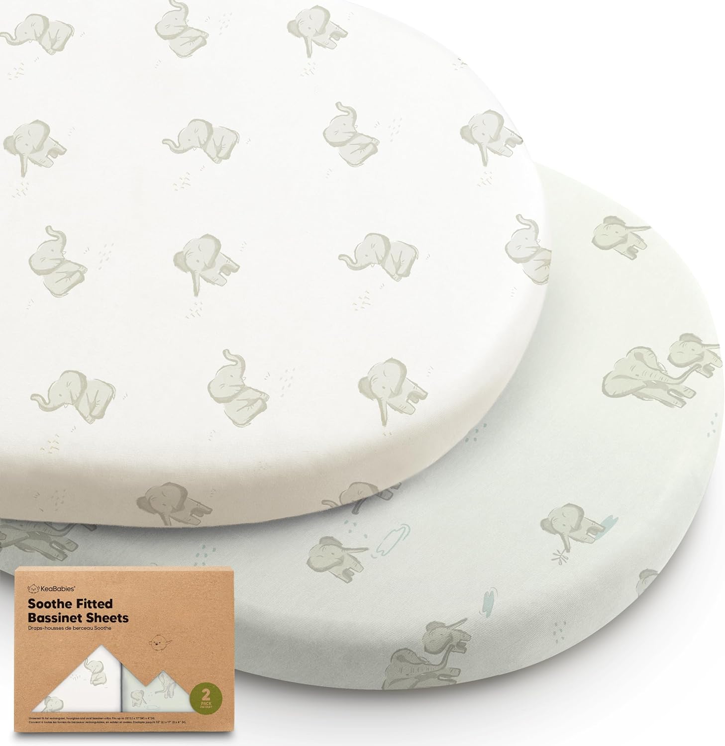KeaBabies Soothe 2-Pack Organic Cotton Bassinet Sheets front view