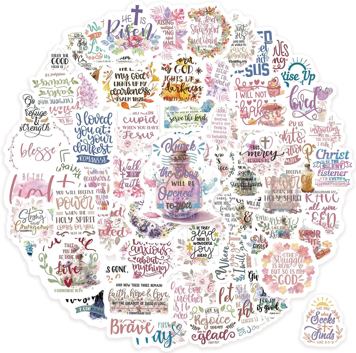 Slapaflife 300 piece inspirational Christian vinyl sticker pack front view