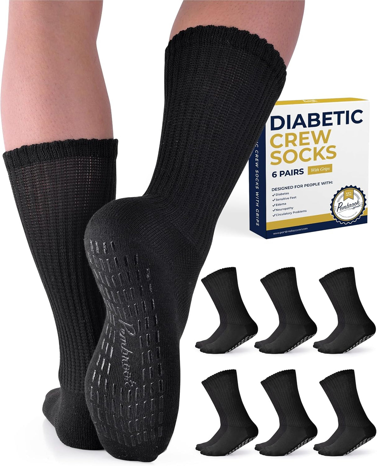 Pembrook breathable socks worn on feet demonstrating fit
