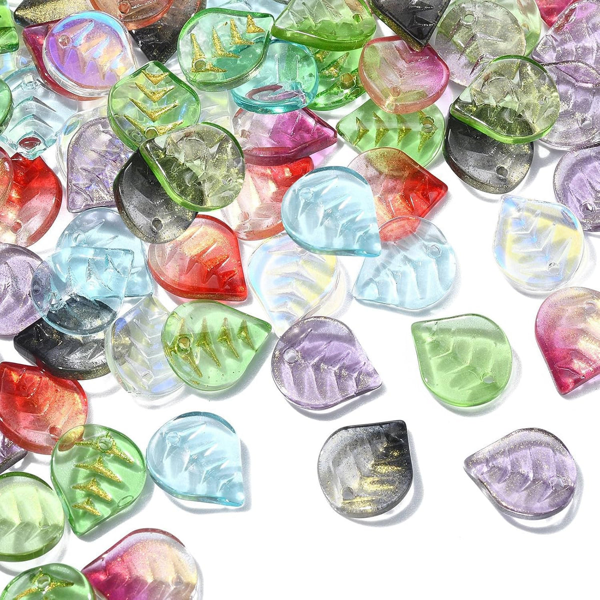 LiQunSweet glass crystal leaf charms front view for jewelry making