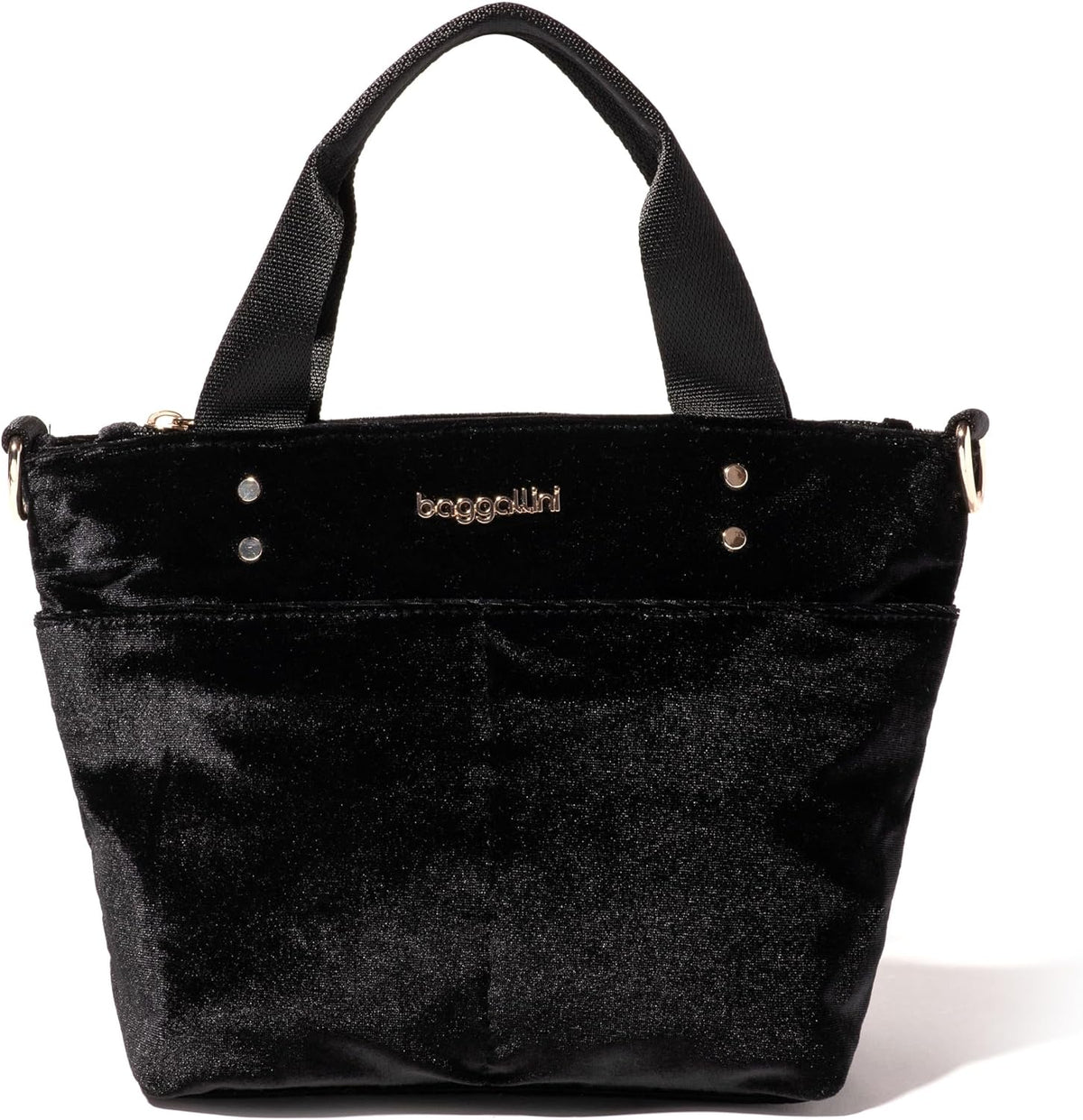 Baggallini mini carryall tote worn as crossbody