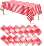 Ragnhild red and white checkered tablecloth 12 pack front view