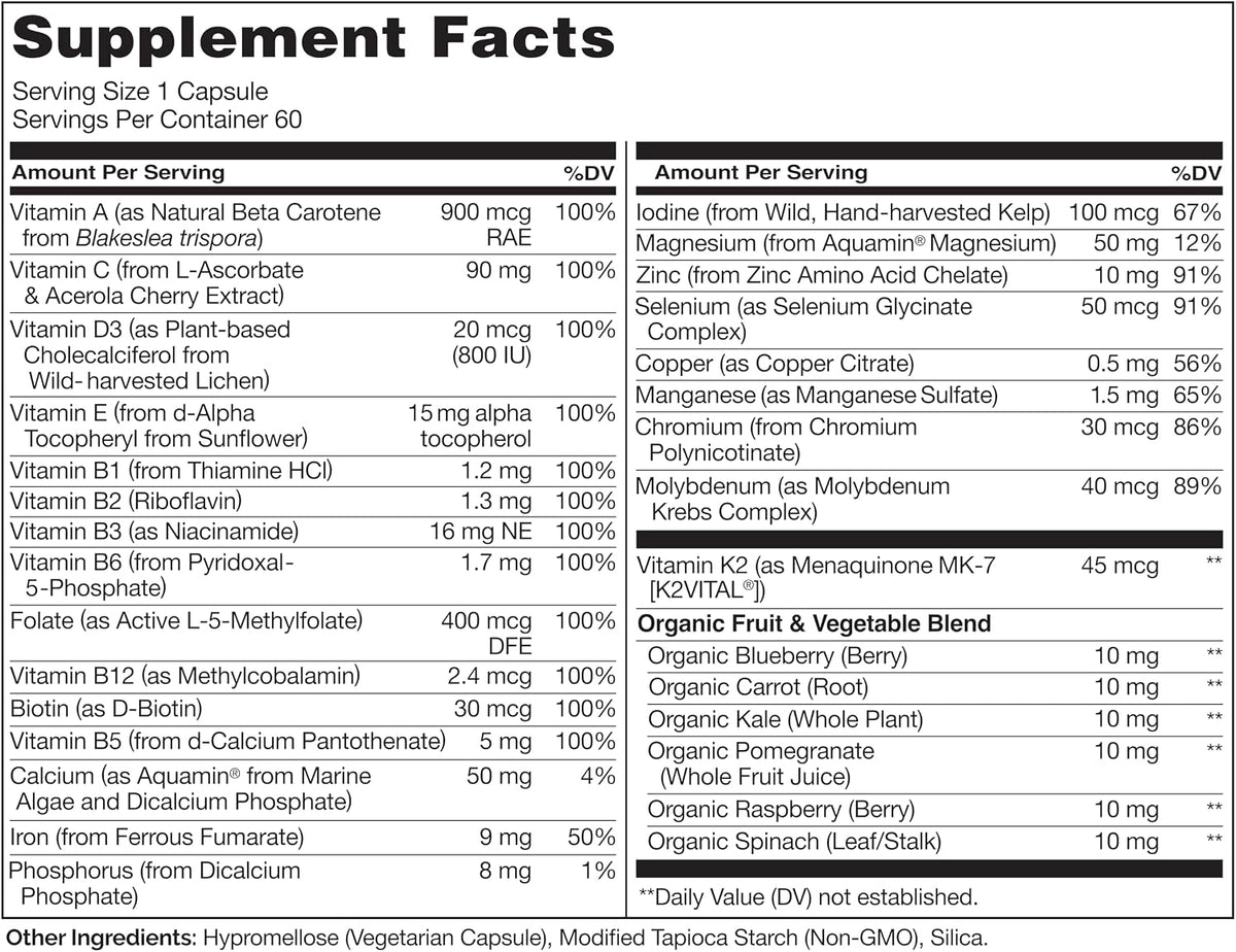 NATURELO teen whole food multivitamin bottle