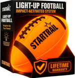 TOMLEON glow in the dark football front view authentic imported light up sports ball