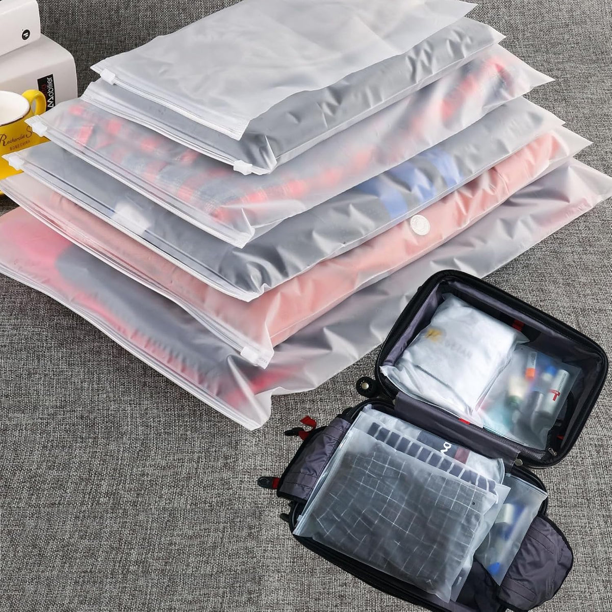 BEUYI travel luggage organizer bags front view showing assorted sizes