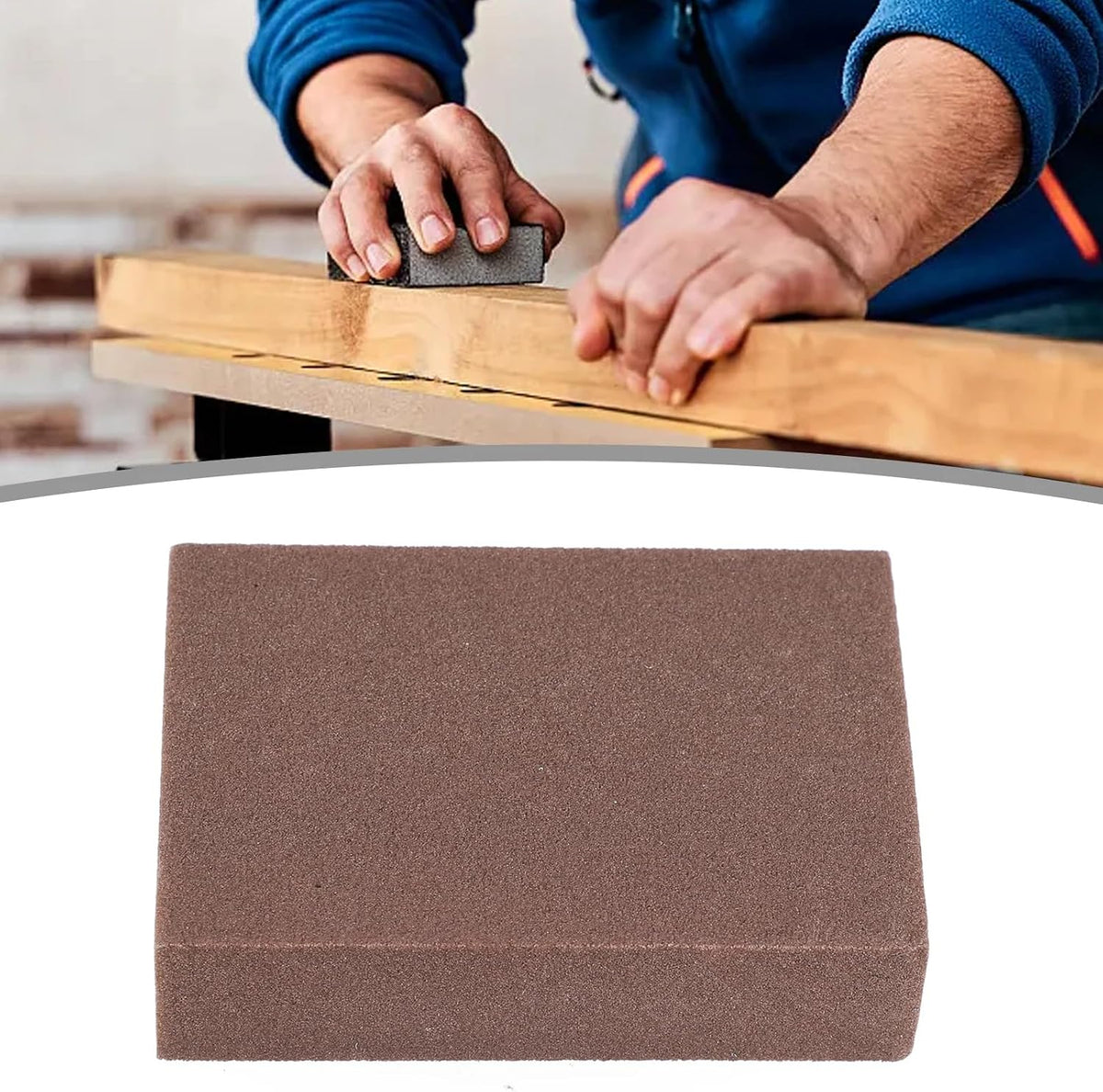 NEFLUM sanding sponge demonstrated on curved surface