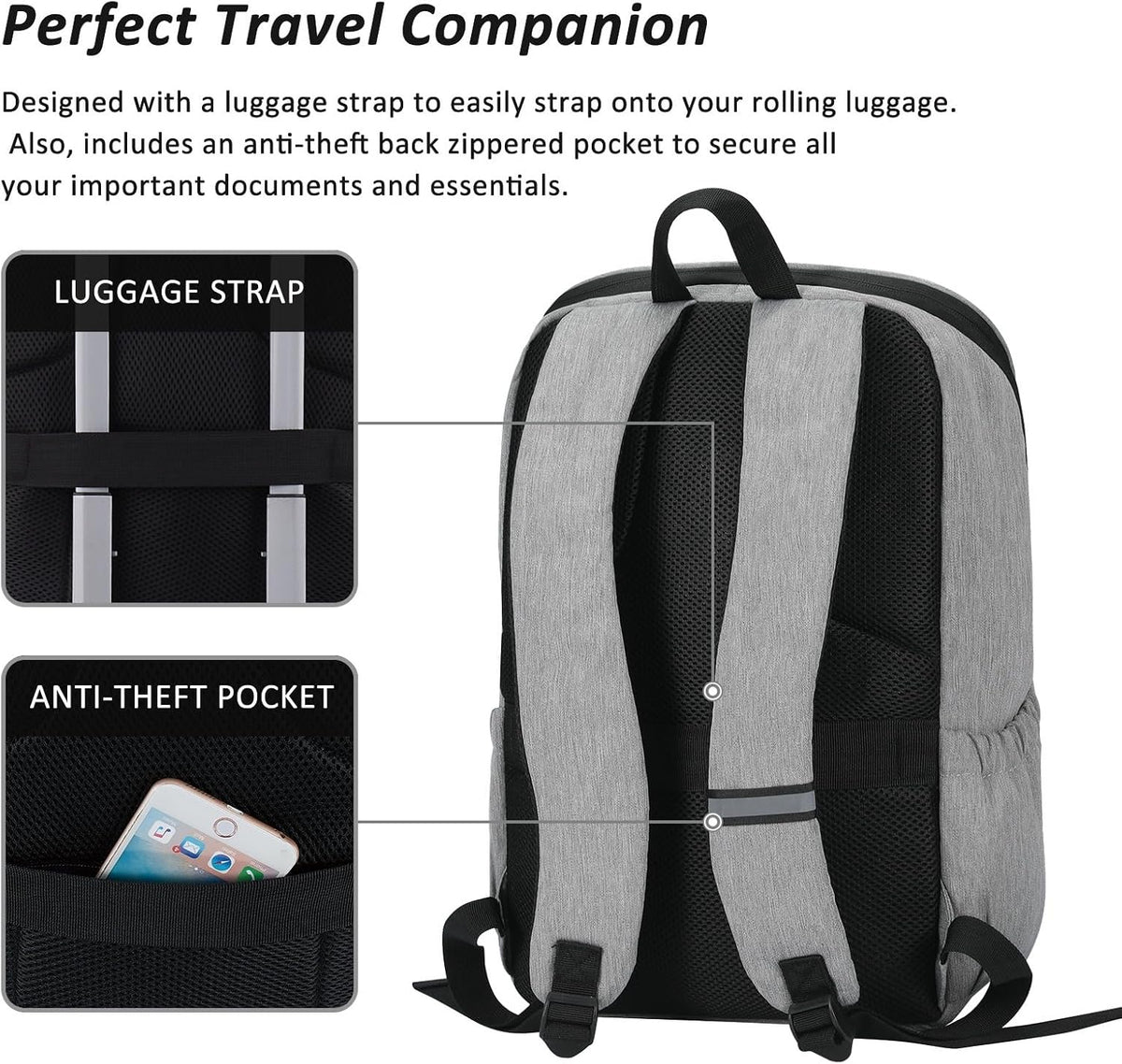 MAXTOP business backpack open compartment displaying laptop storage