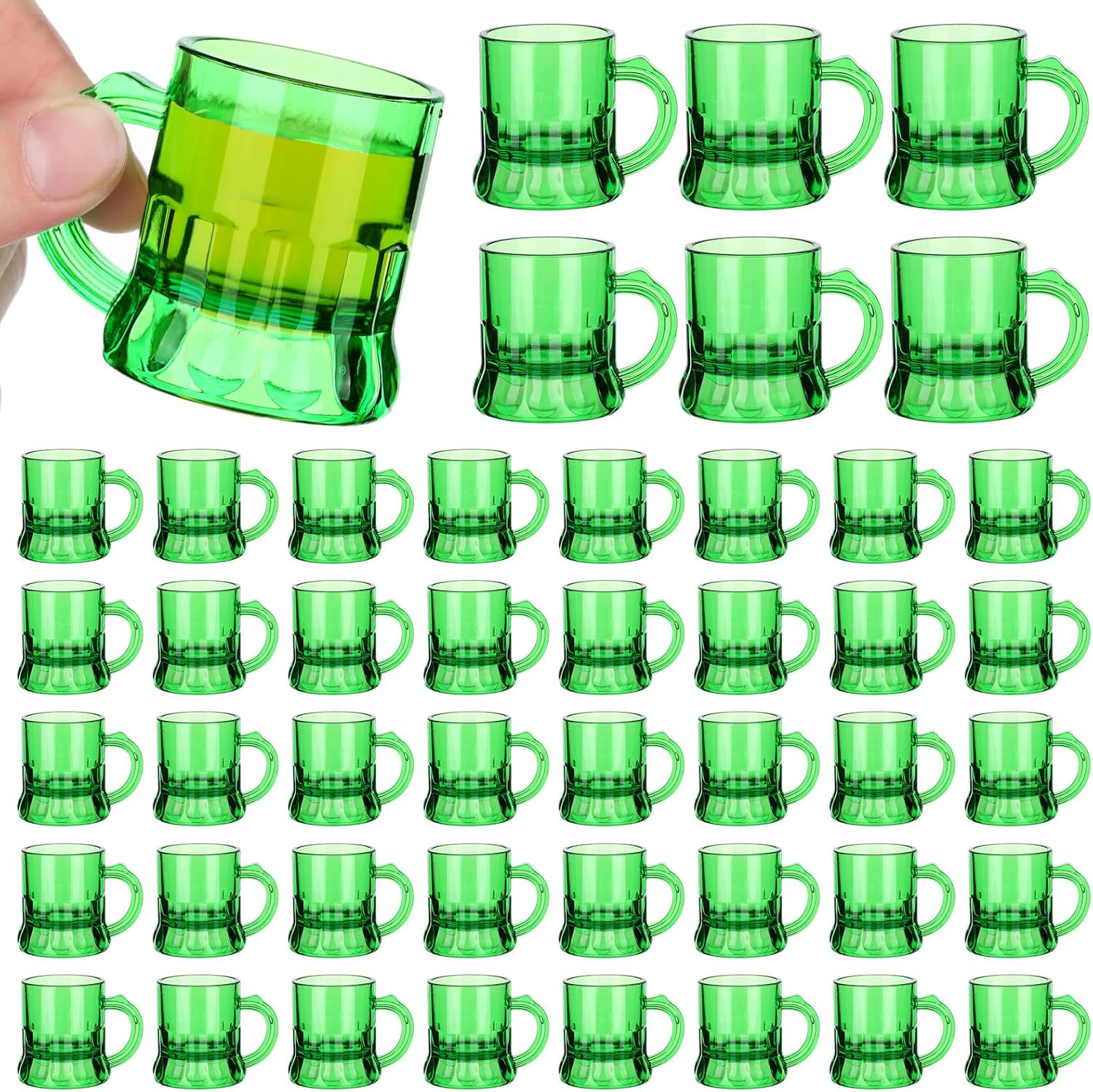 Gemscream 48 pieces St Patricks Day mini beer mugs front view
