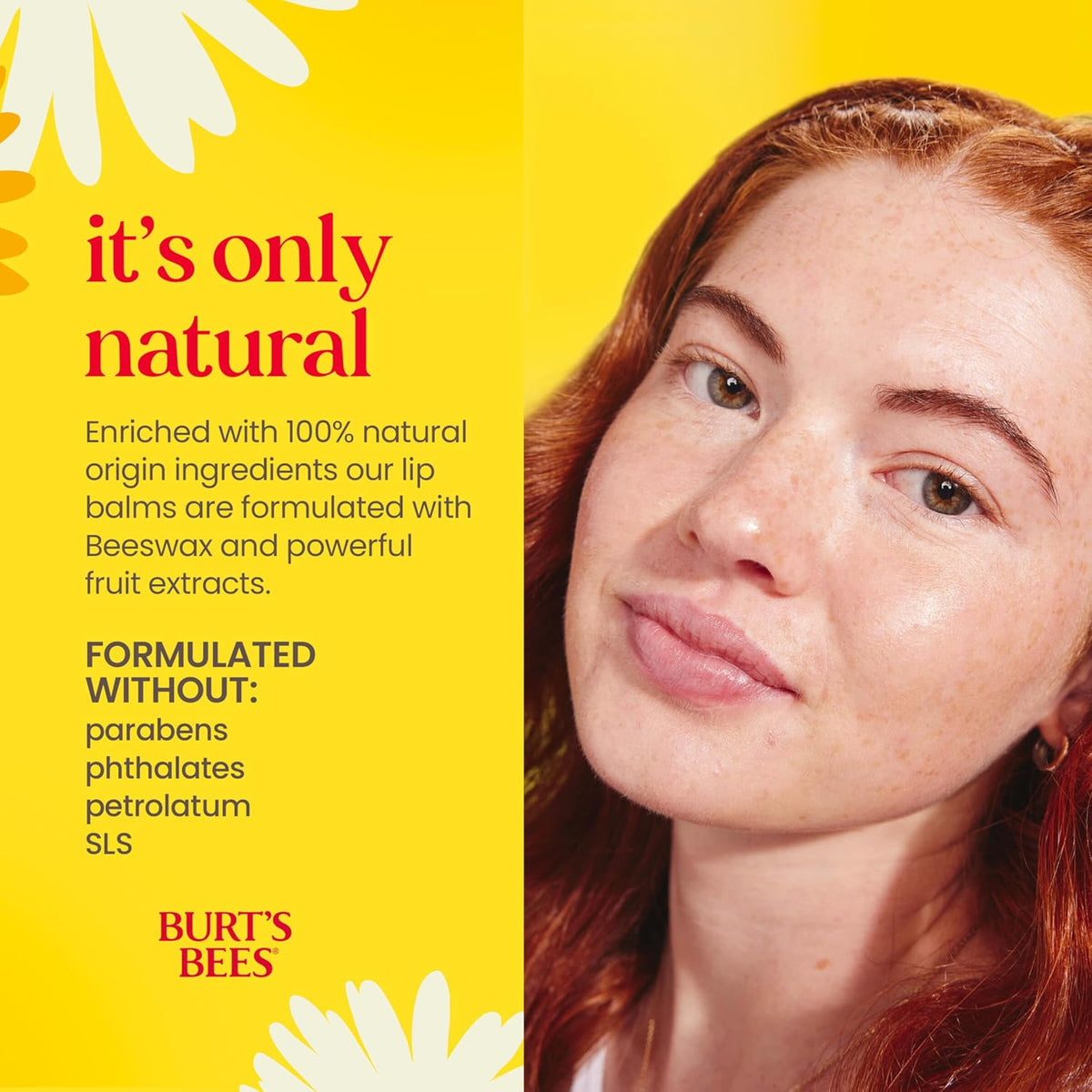Burt's Bees pomegranate lip balm side profile of twin pack