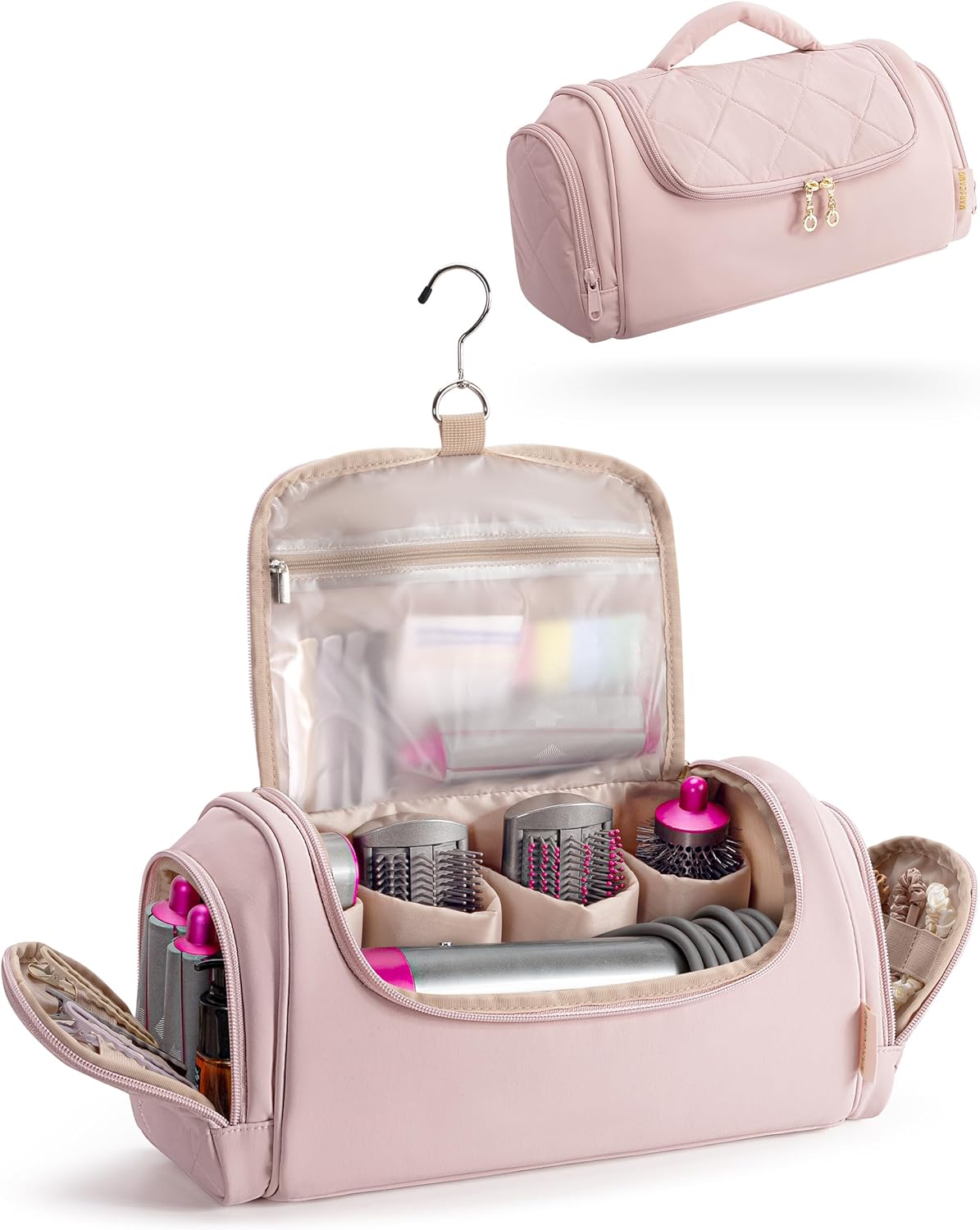 Hair Tools Travel Bag Compatible with Dyson Airwrap Styler, Hair Tool Organizer with Hanging Hook for Multi-Stylers, Pink - Image 1