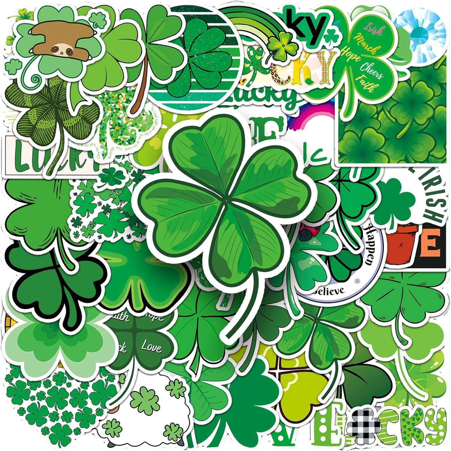 Funwing 50 piece St Patricks Day sticker pack front view