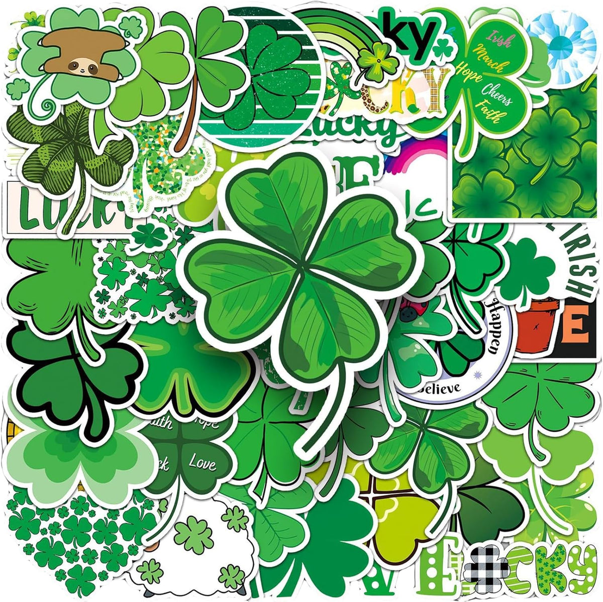 Funwing 50 piece St Patricks Day sticker pack front view