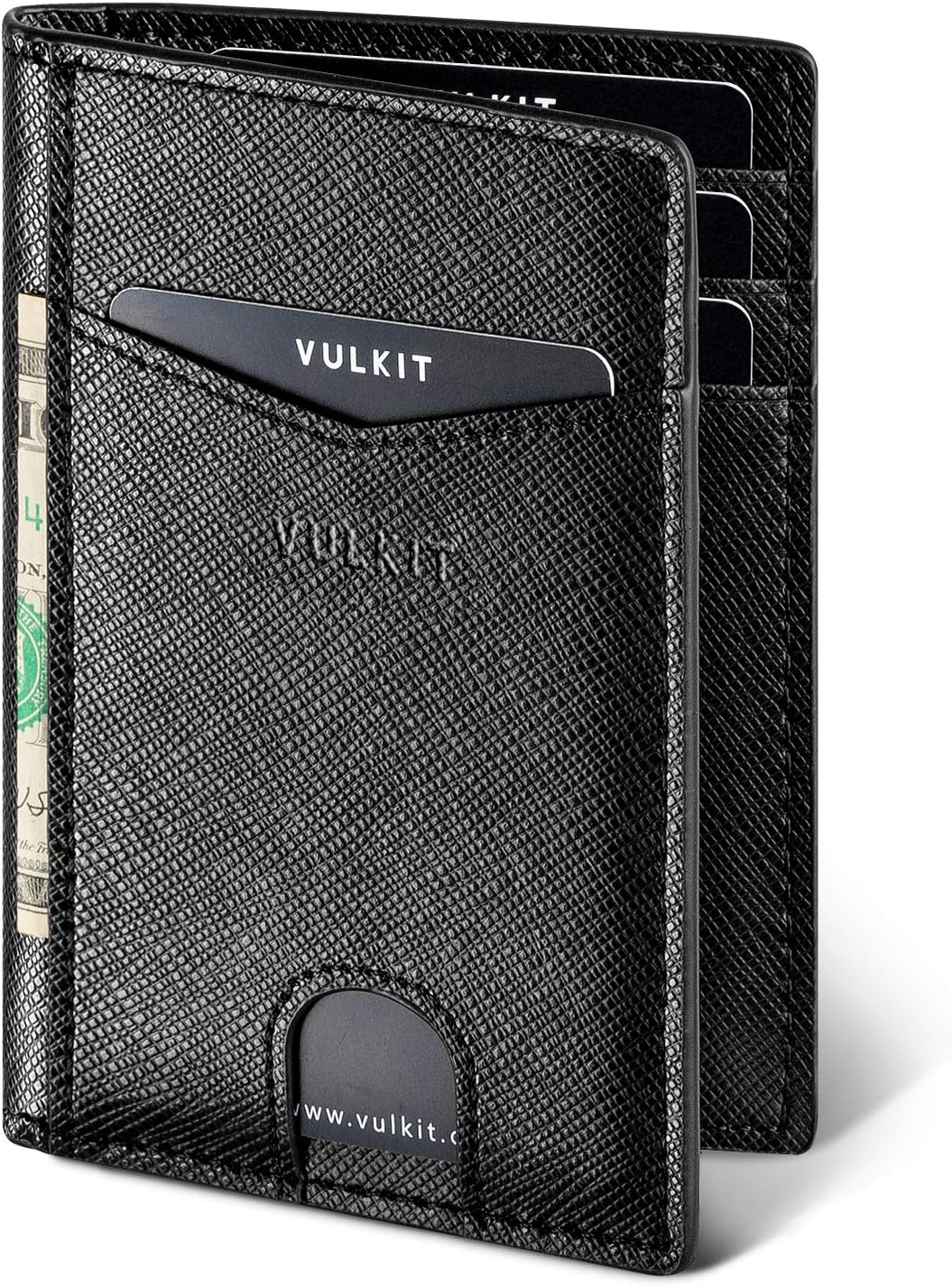 VULKIT Bifold Front Pocket Slim Wallet RFID Blocking Minimalist Thin Leather Credit Card Holder Wallet for Men and Women Carbon Fiber - Image 10