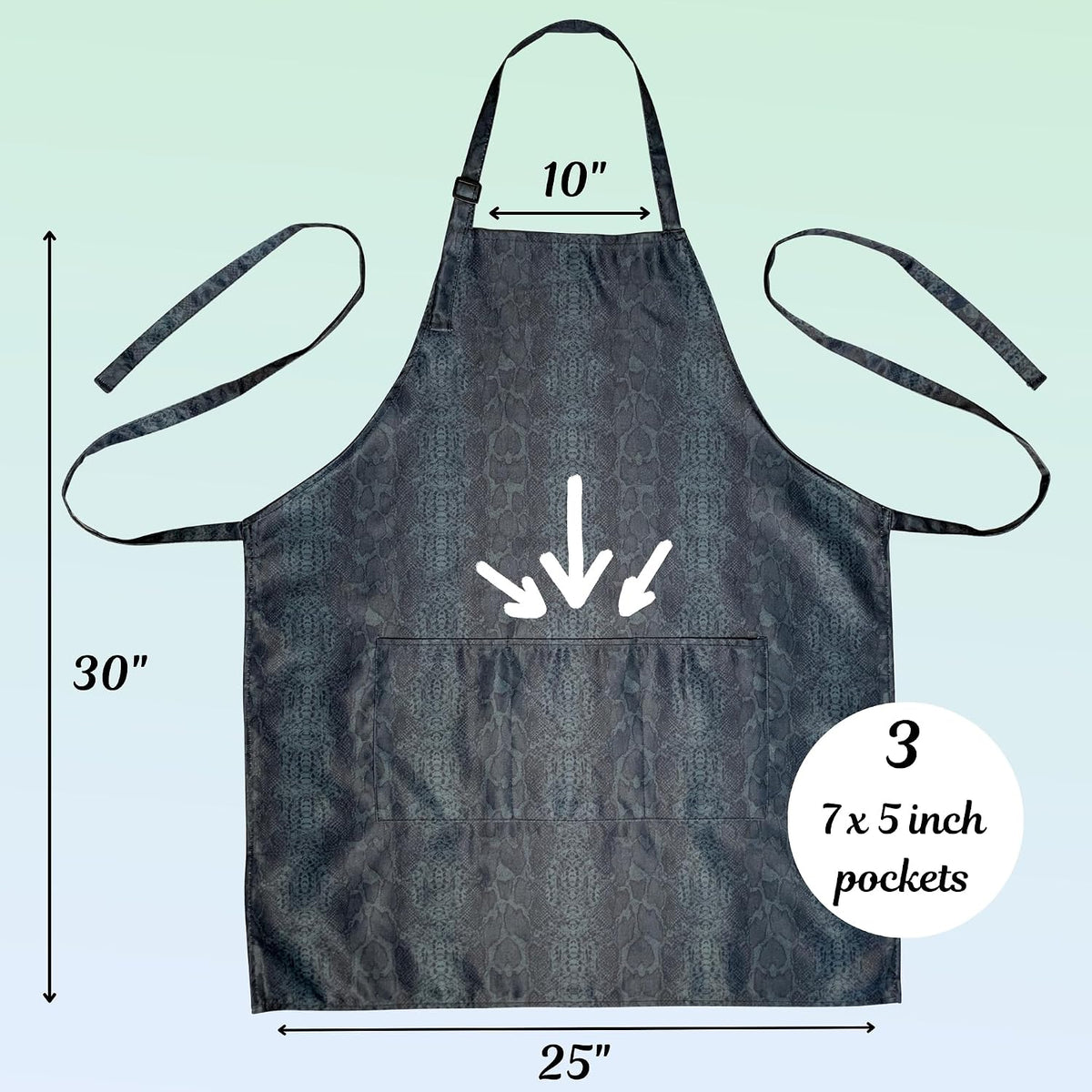Plum Hill snakeskin hairdresser apron showing pocket detail