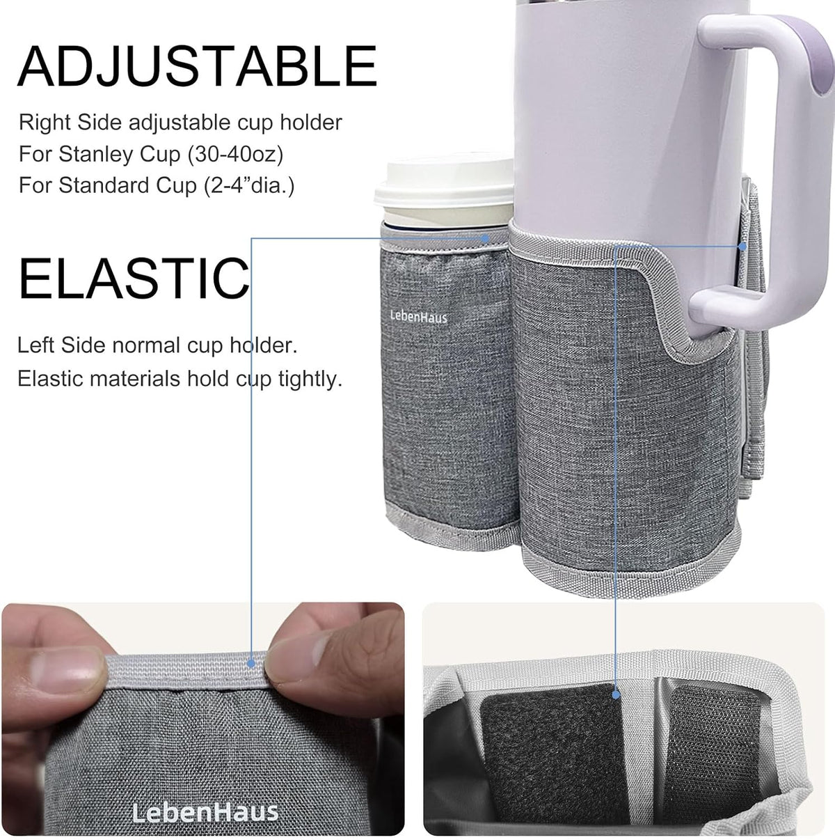 LebenHaus airplane cup holder fitted on a seatback tray table