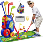 Hyes toddler golf set blue front view with rolling cart