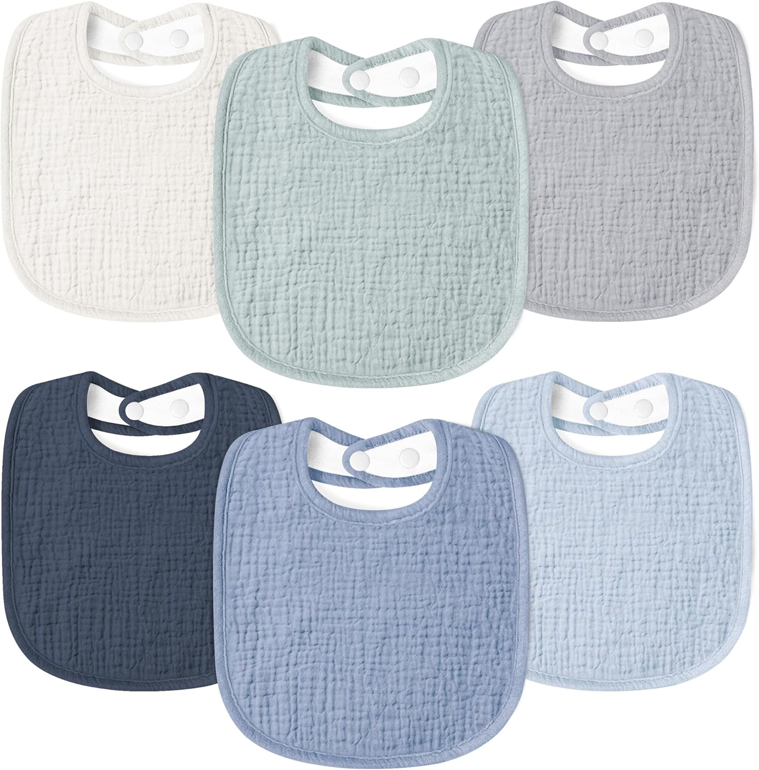 Susurration muslin baby drool bibs 6 pack front view
