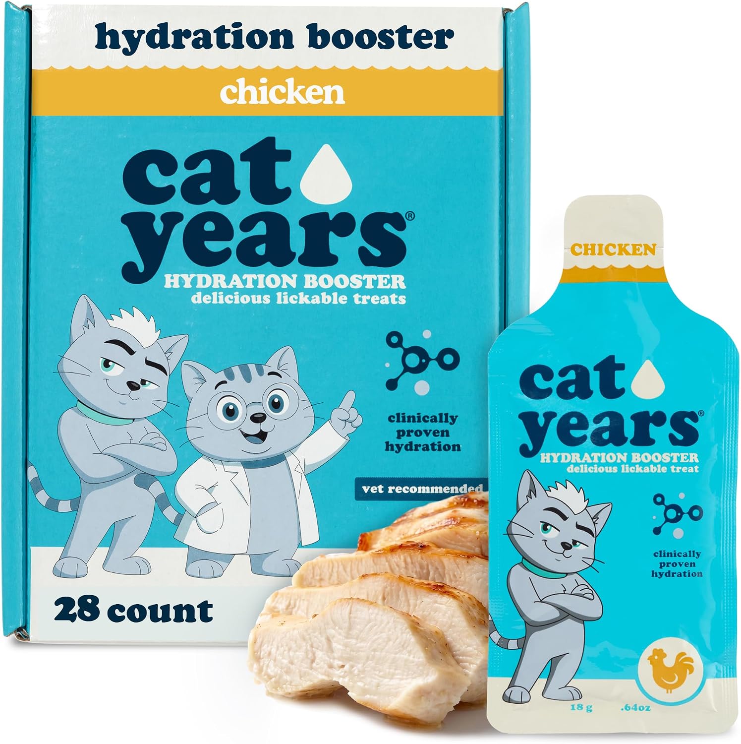 Cat Years Daily Lickable Cat Treat Hydration Booster 28 Pack front box view