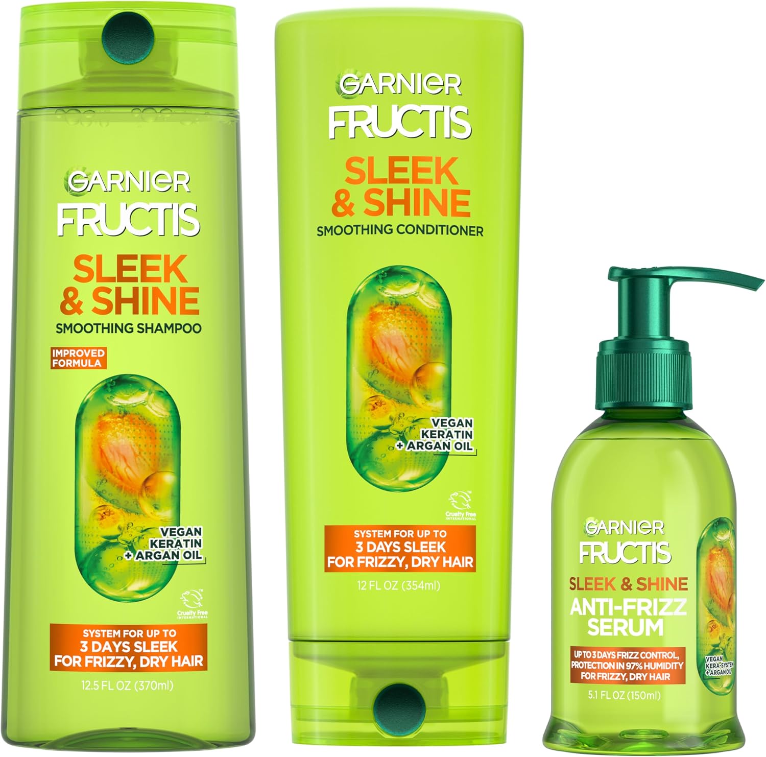 Garnier Fructis Sleek and Shine hair care set front view packaging