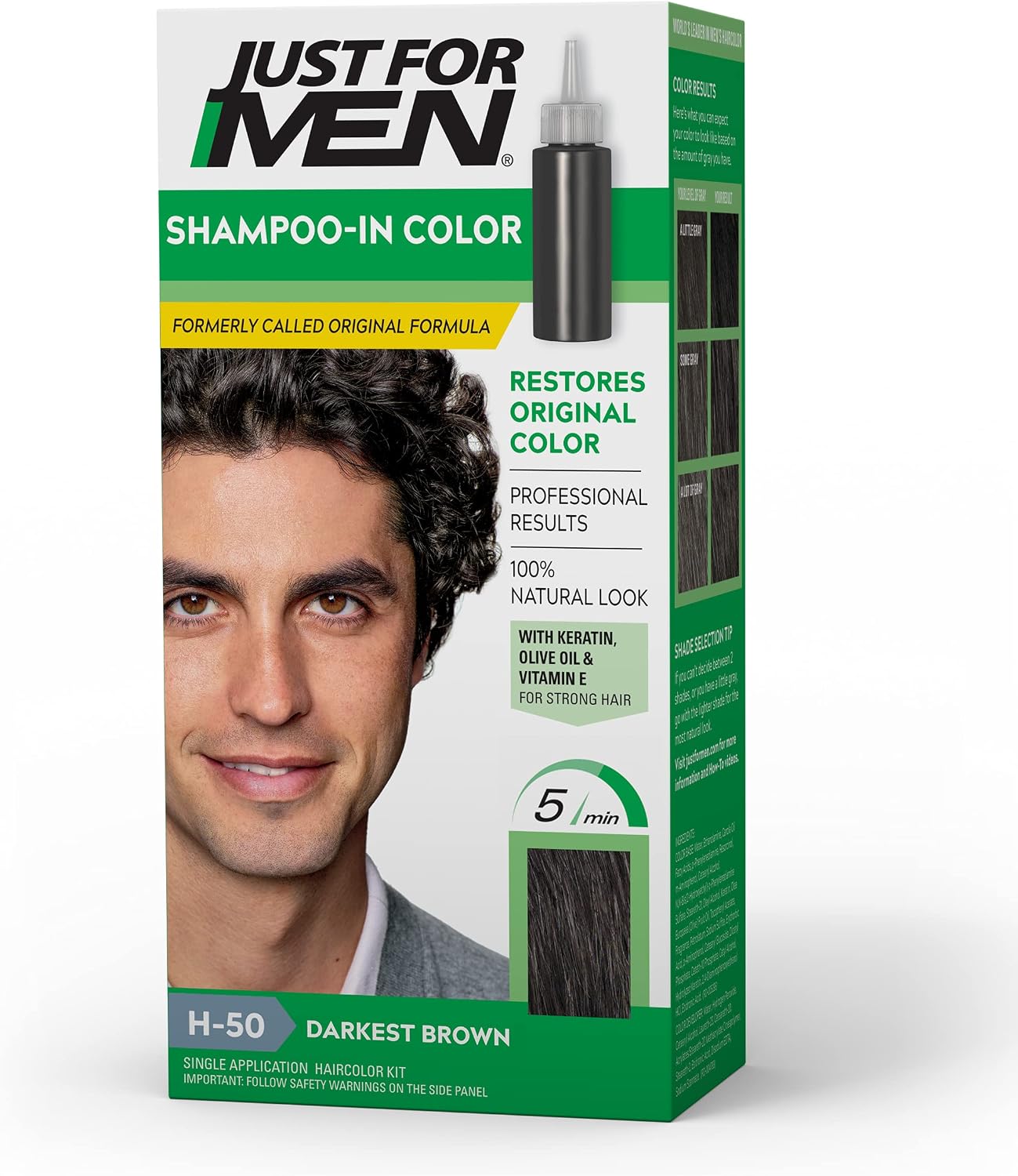 Just For Men Shampoo-In Color Darkest Brown front view