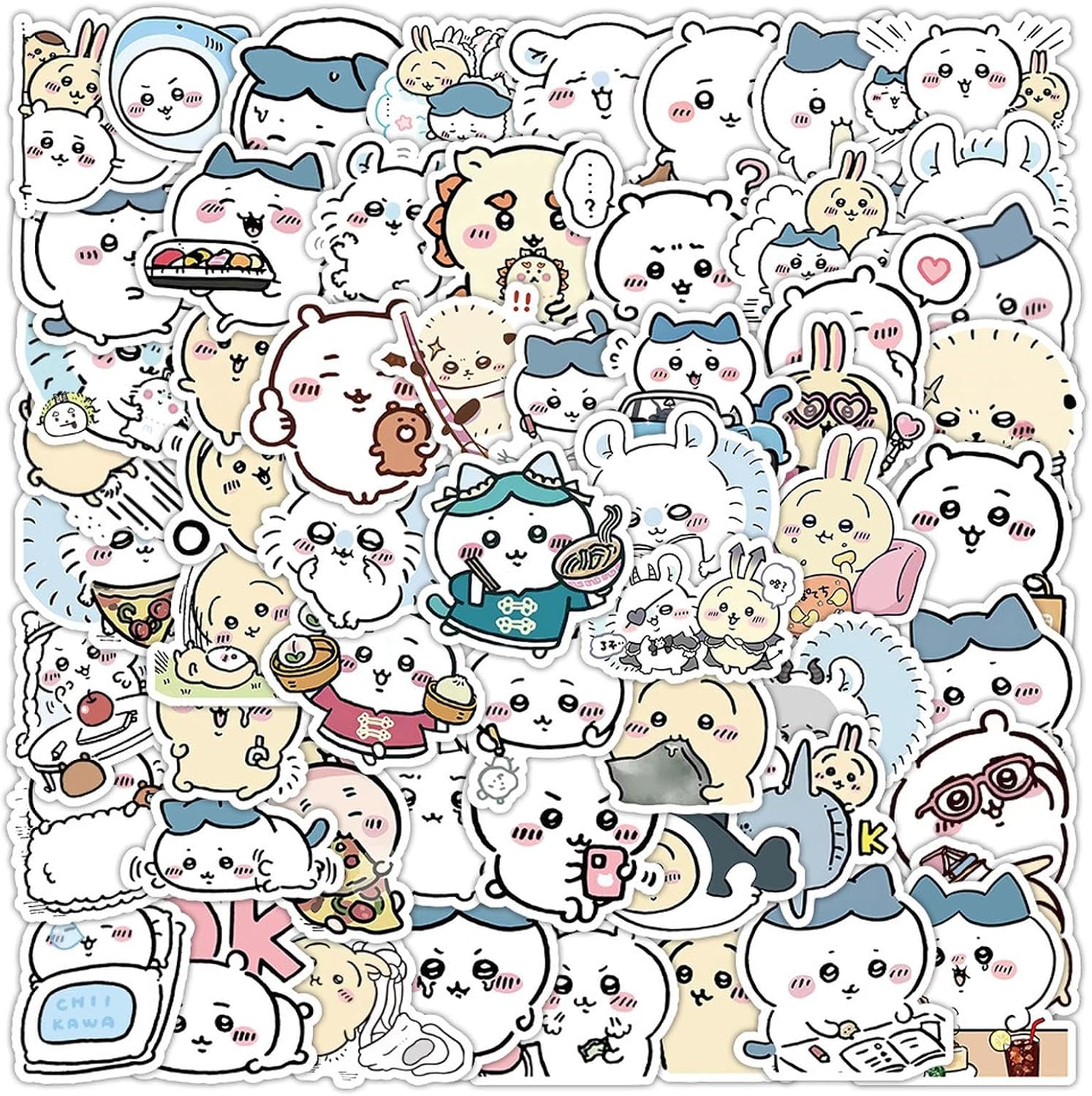 Angujc 60 Pieces Kawaii Chiikawa stickers set front view