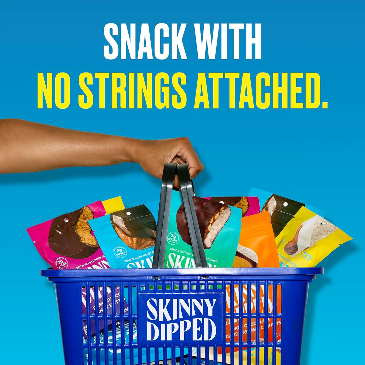 Authentic SkinnyDipped dark chocolate almonds bag back
