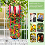 Two pack parrot shredding toys with colorful beads and willow vine stars
