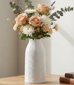 Hjn white ceramic vase front view decorative floral accent