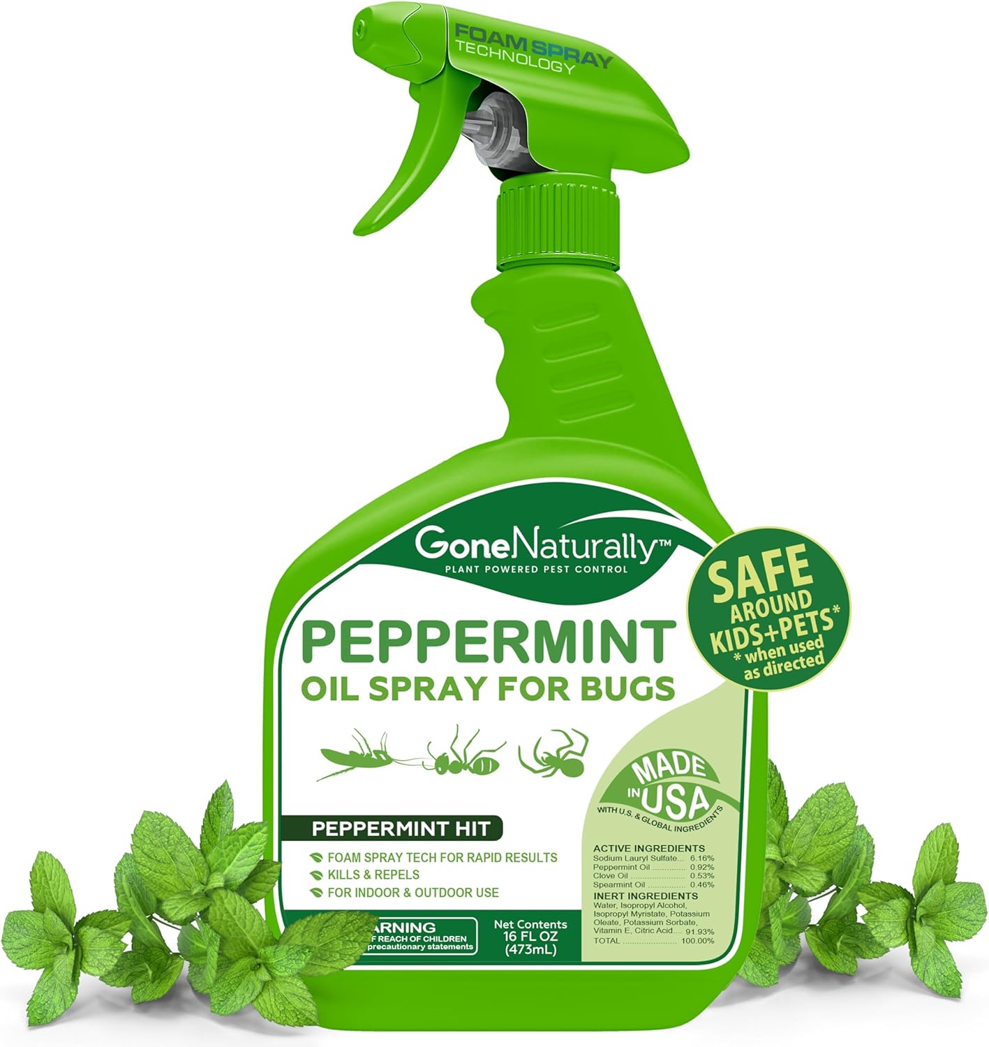 Peppermint Oil Spray for Bugs– Insect Repellent & Bug Spray for Home– Kills & Repels Ants, Roaches, Spiders, Flies, Mosquitoes & More– Safe for Kids & Pets– Indoor & Outdoor Use (16oz) - Image 1