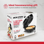 Holstein Housewares Stainless Steel 2 Section Omelet & Frittata Maker, Non Stick Coating, Easy To Clean, Indicator Lights, Compact Storage, Prepare Versatile Recipes in Minutes. 2 Portions, Black - Image 8