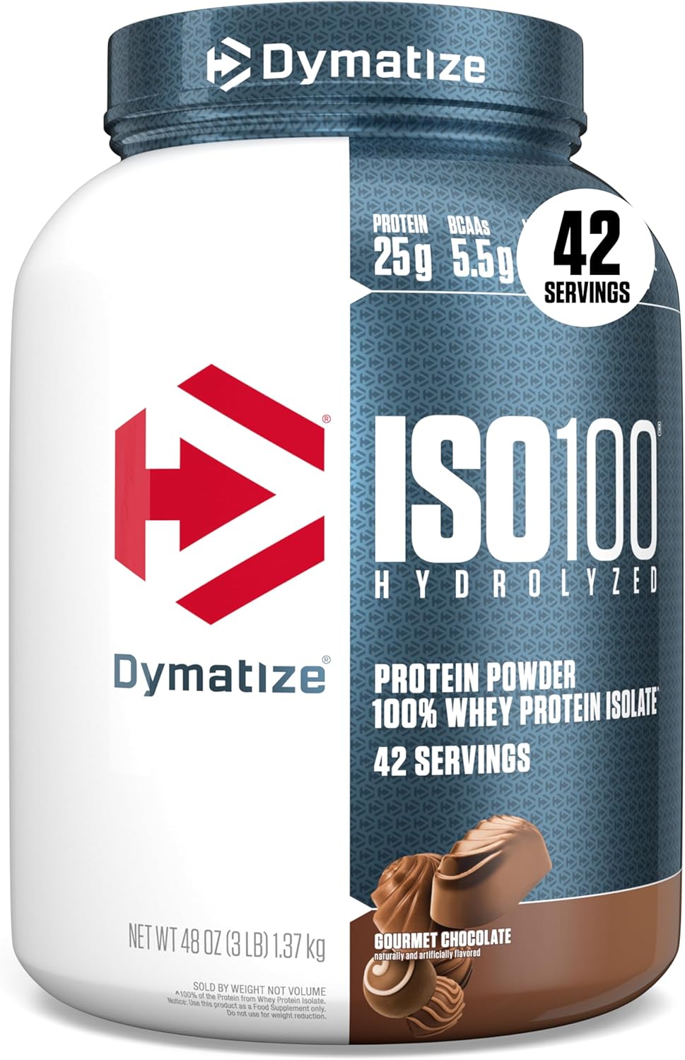 Dymatize ISO100 Hydrolyzed Protein Powder Gourmet Chocolate front view