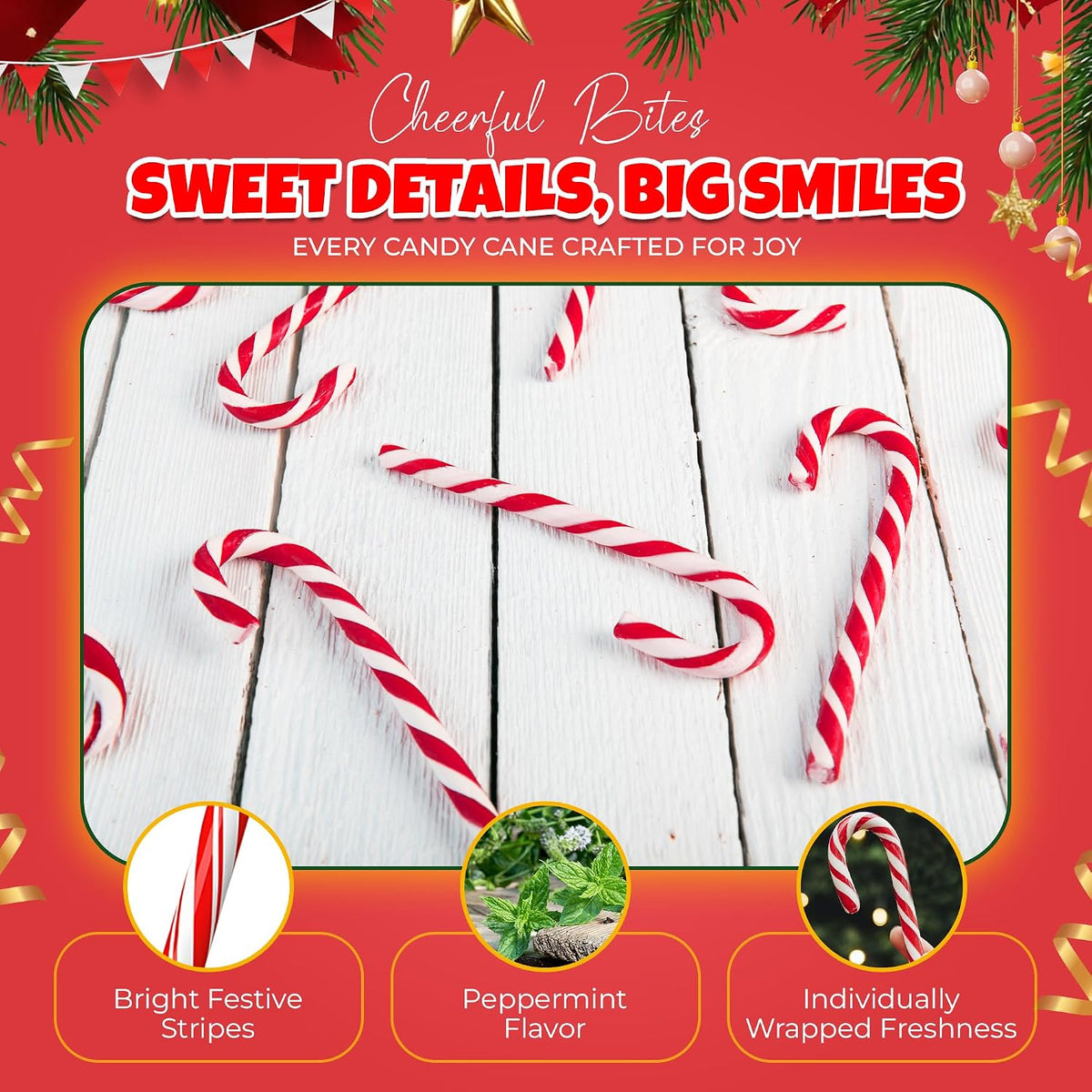 Authentic peppermint candy sticks for gingerbread house decorating.